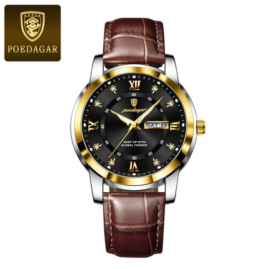 POEDAGAR Montre à Quartz de Luxe Pour Homme
